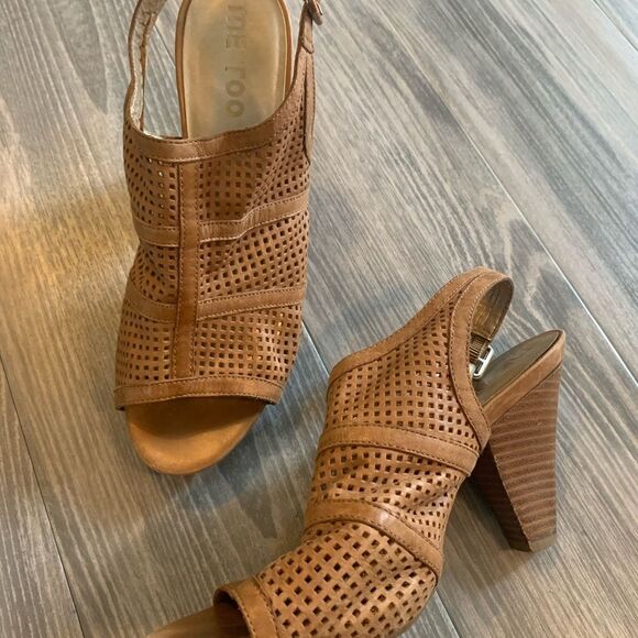 me too brown leather sling back cutout booties size 8 - Picture 2 of 8